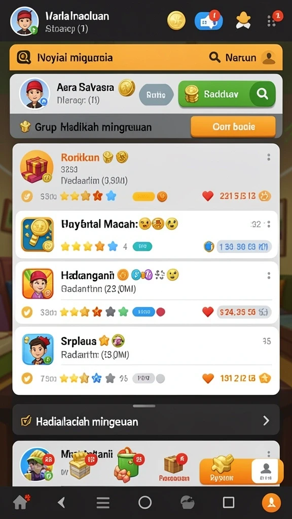 Menu pilihan karakter yang variatif dan menarik.