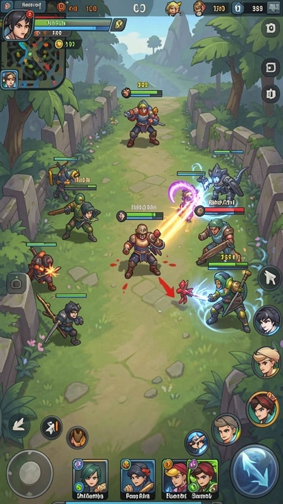 Screenshot dari pertempuran epik melawan monster.