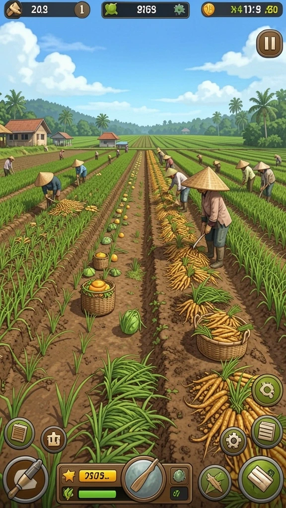 Tangkapan layar menunjukkan lingkungan hutan yang kaya warna.