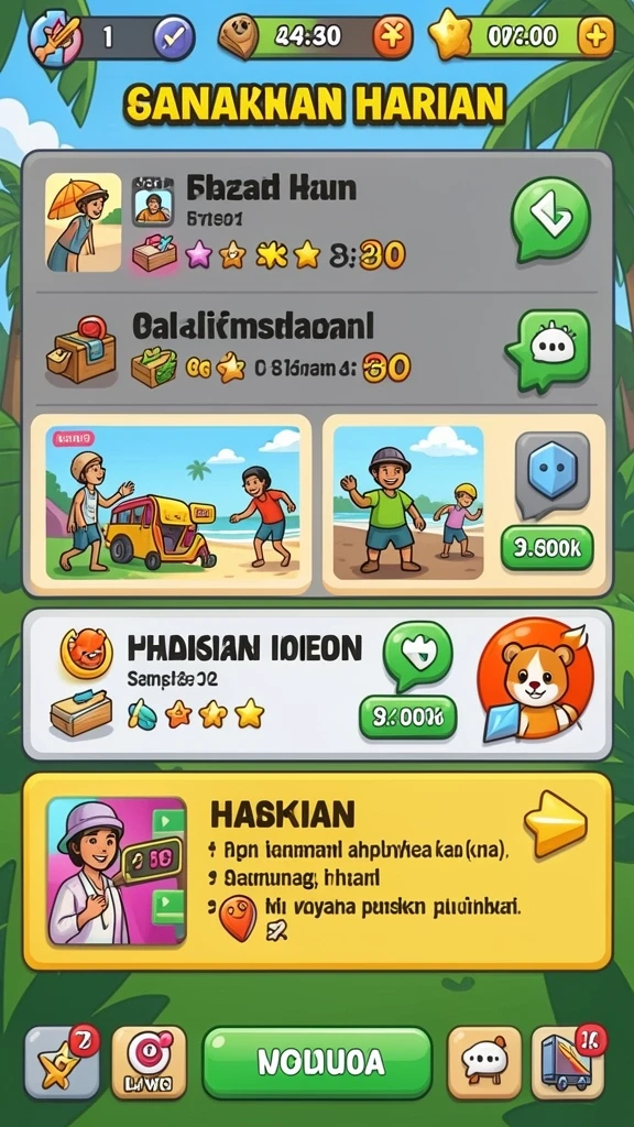 Level menantang dengan rintangan yang beragam.