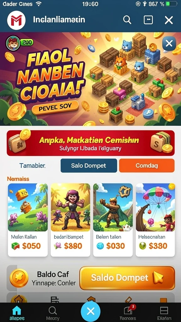 Ilustrasi item power-up yang beragam dan menarik.